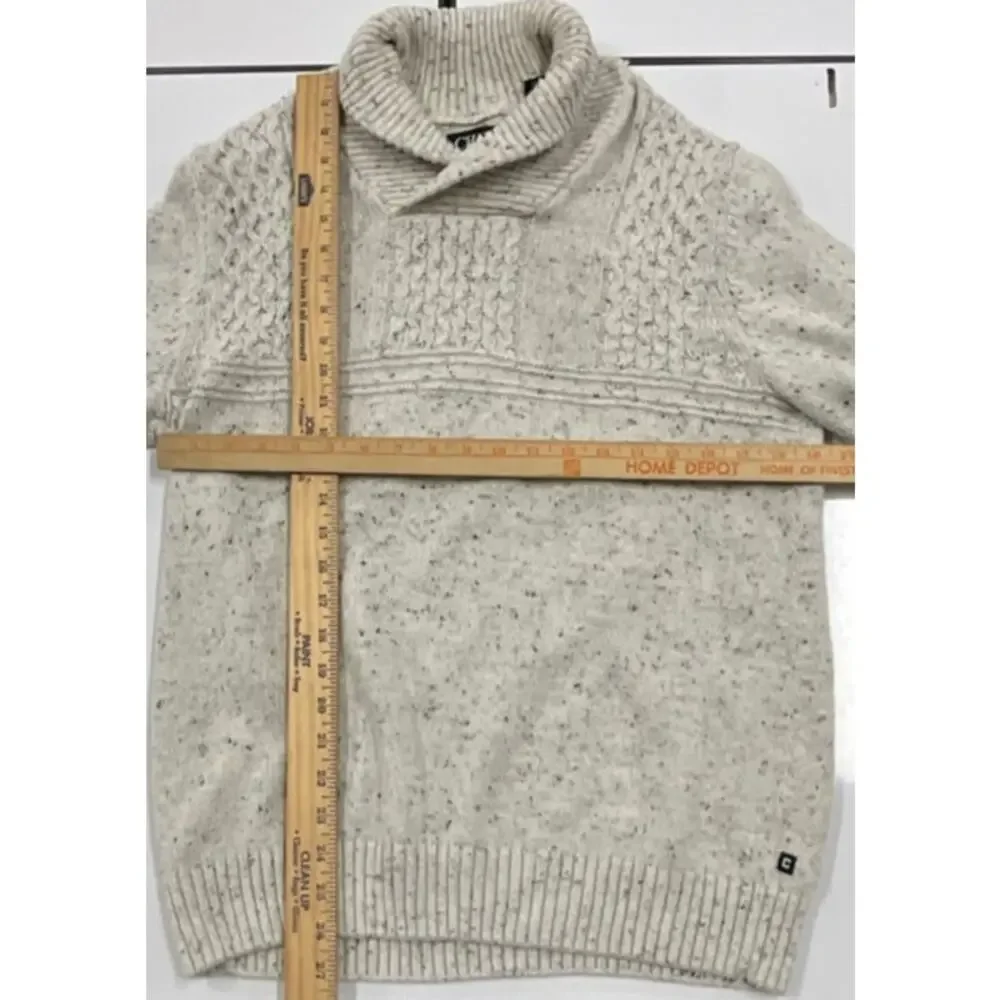 Chaps Men's Size Large Knit Sweater Pullover Shawl Neckline Speckled Beige